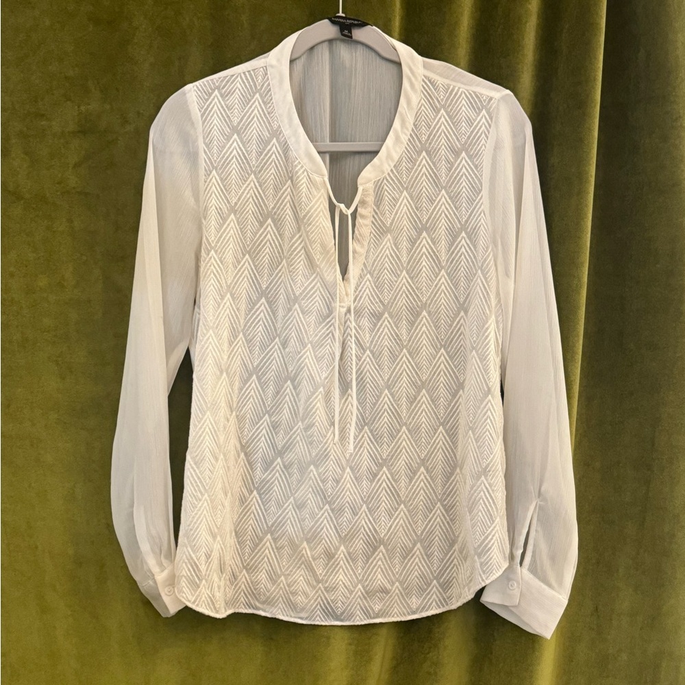 Banana Republic White Textured Blouse